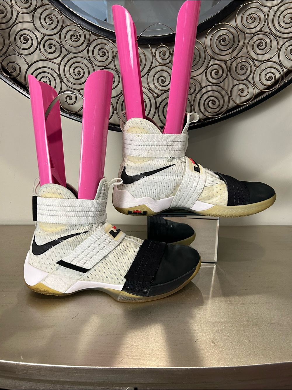 Nike Men's High-Top Strap Sneakers - White, Black & Pink